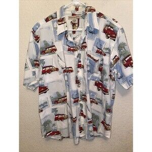 vintage surf Woody Car shirt Tropical beach Hawaiian Sailboat XL munsingwear